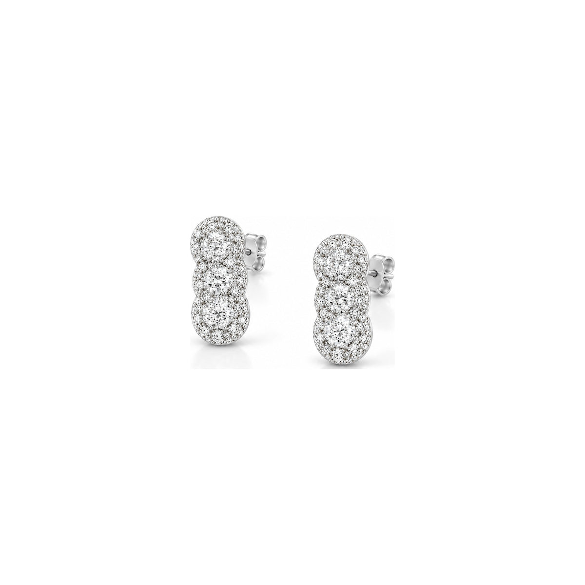 Orecchini Tre Cerchi Pavé con Diamanti Naturali in Oro 18kt