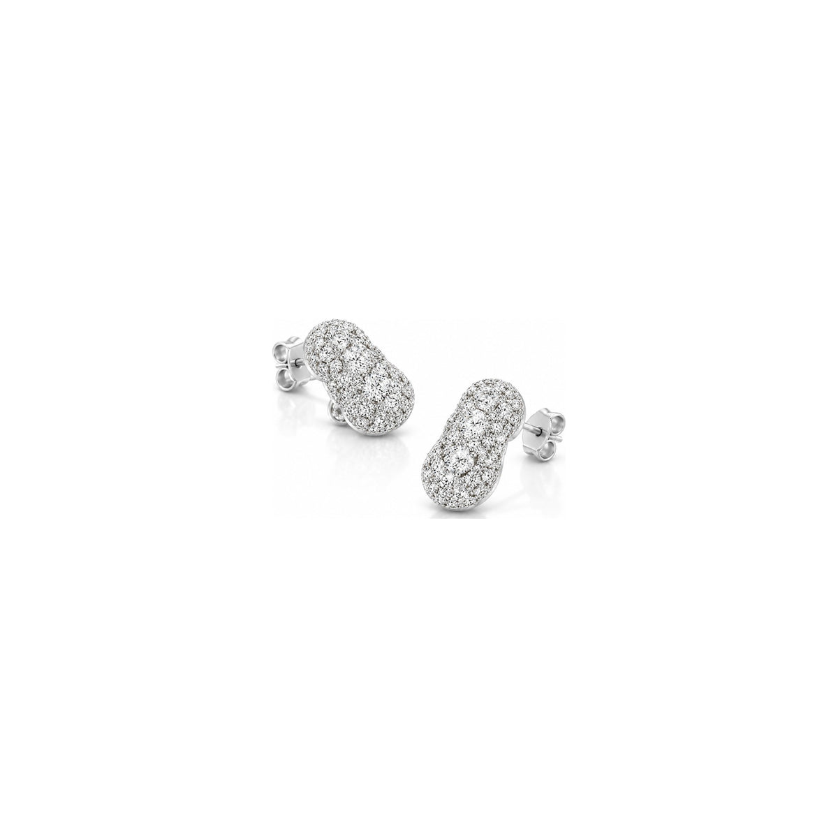 Orecchini Tre Cerchi Pavé con Diamanti Naturali in Oro 18kt