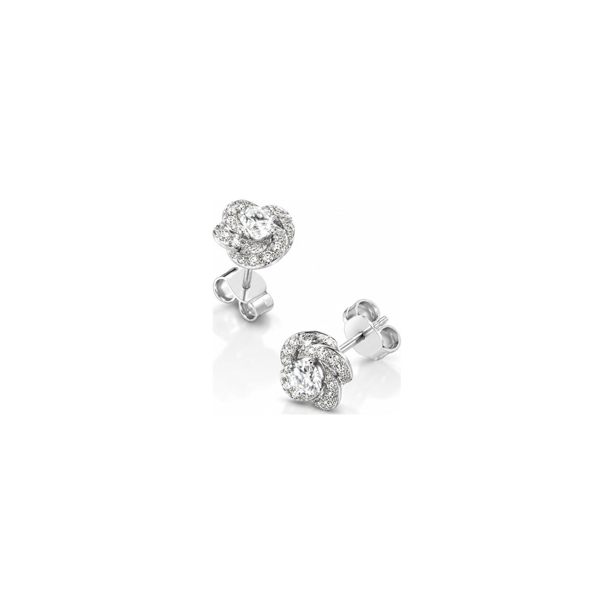 Orecchini Bocciolo di Rosa con Diamanti Naturali in Oro 18kt