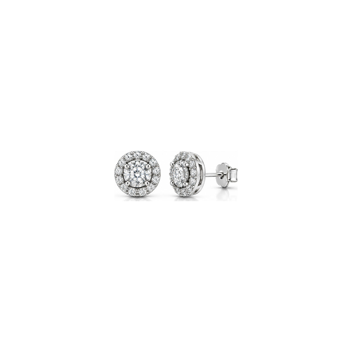 Orecchini Doppio Halo Rotondo con Diamanti Naturali in Oro 18kt