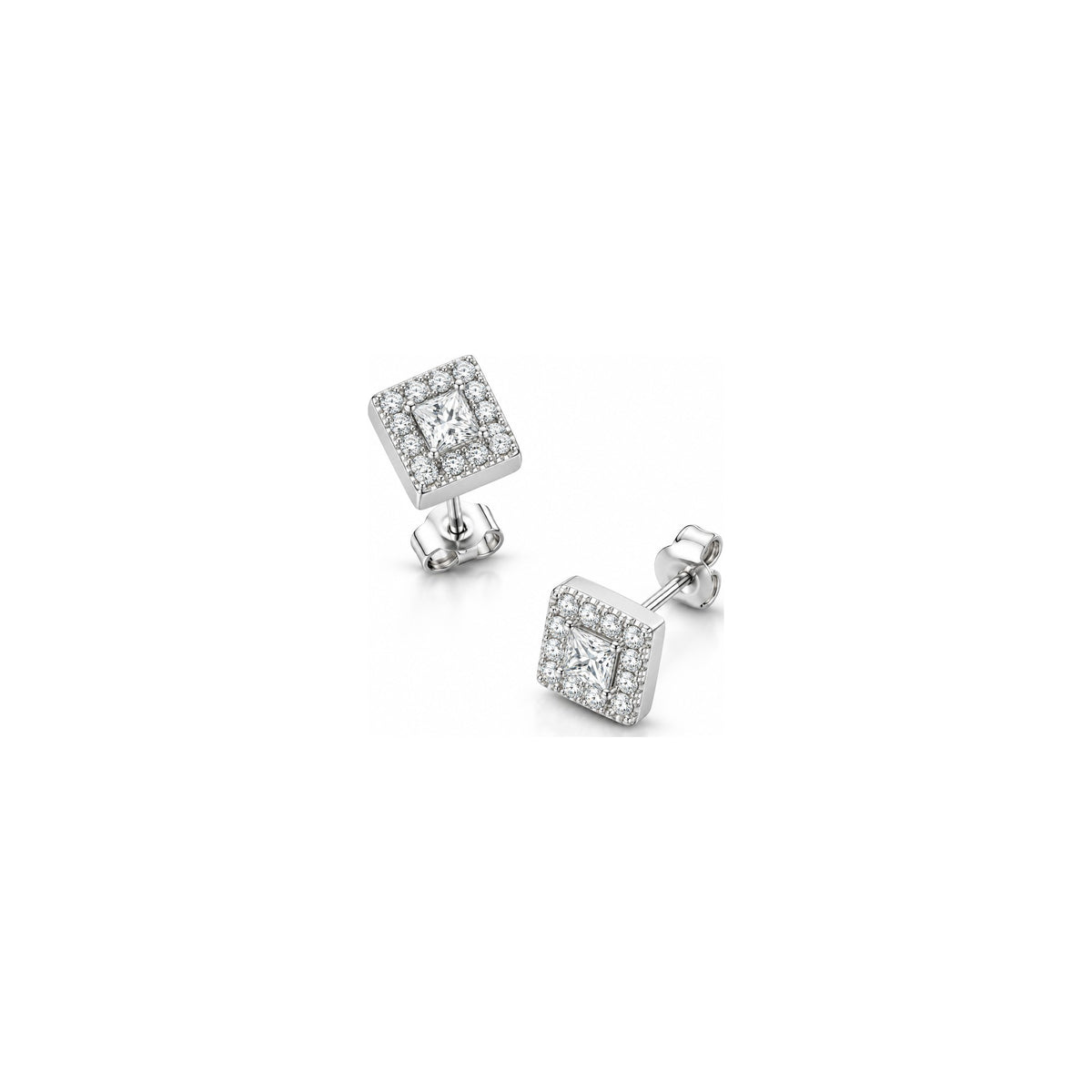 Orecchini Halo Princess Grande con Diamanti Naturali in Oro 18kt