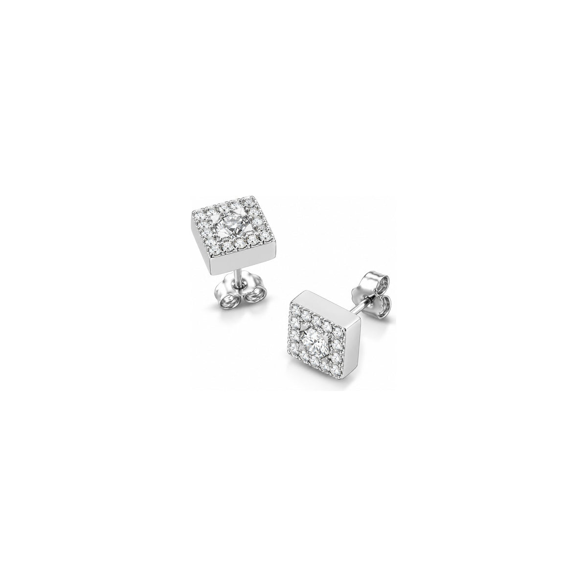 Orecchini Quadrato Pavé Illusion con Diamanti Naturali in Oro 18kt