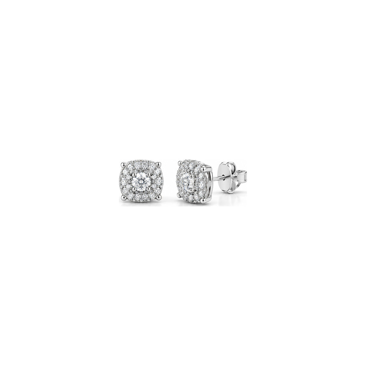 Orecchini Halo Cuscino con Diamanti Naturali in Oro 18kt