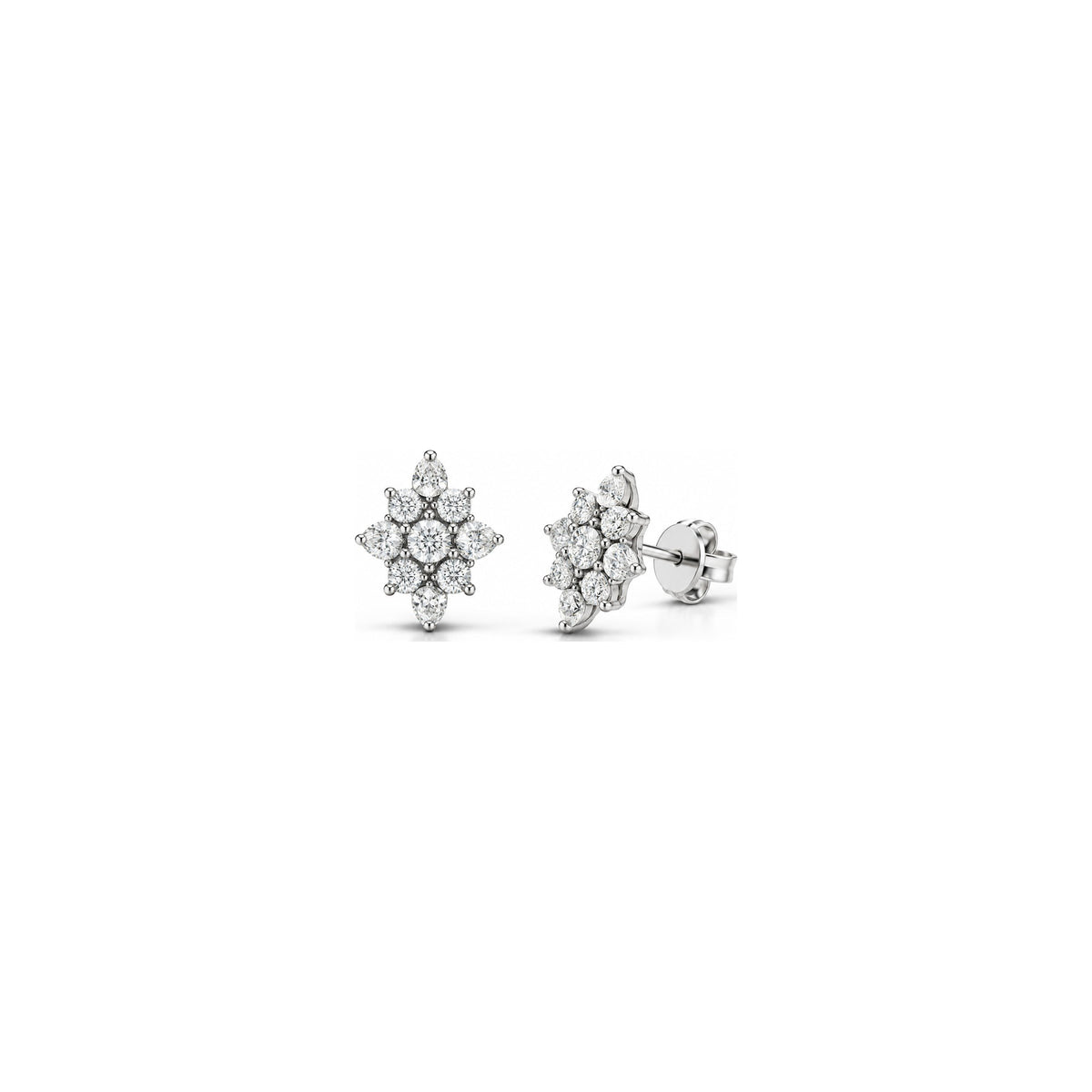 Orecchini Stella Rombo con Diamanti Naturali in Oro 18kt