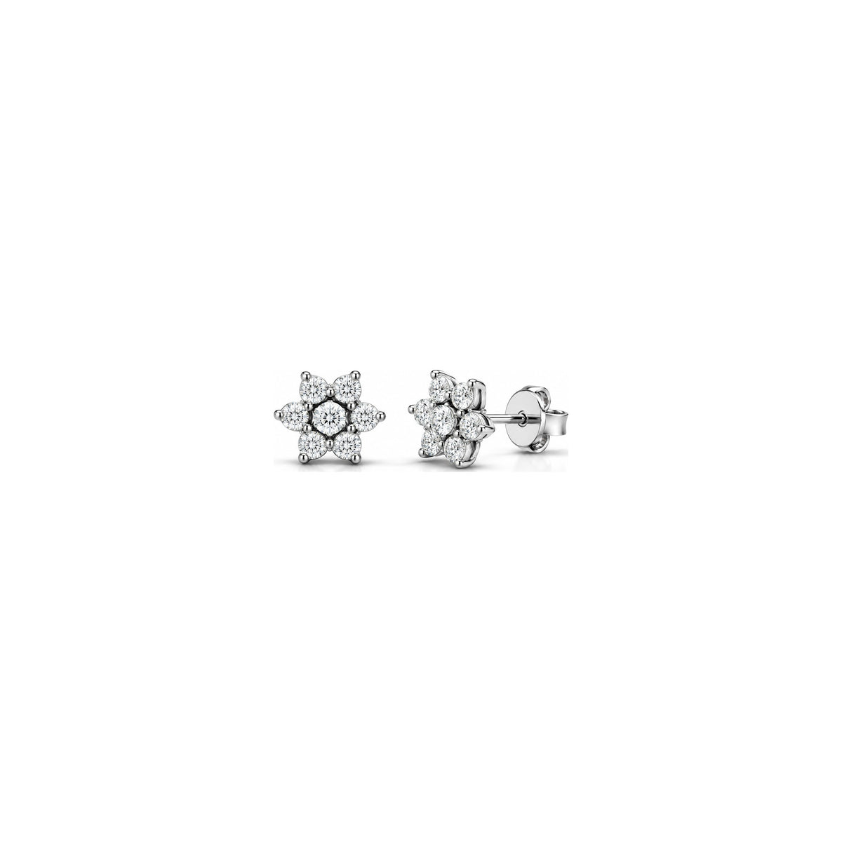 Orecchini Fiore Sei Petali Brillante con Diamanti Naturali in Oro 18kt