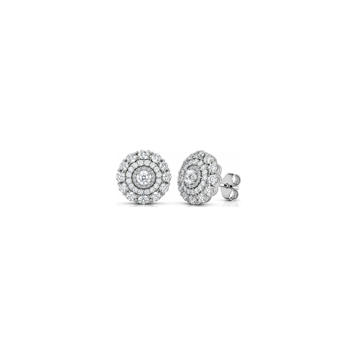 Orecchini Triplo Halo con Diamanti Naturali in Oro 18kt