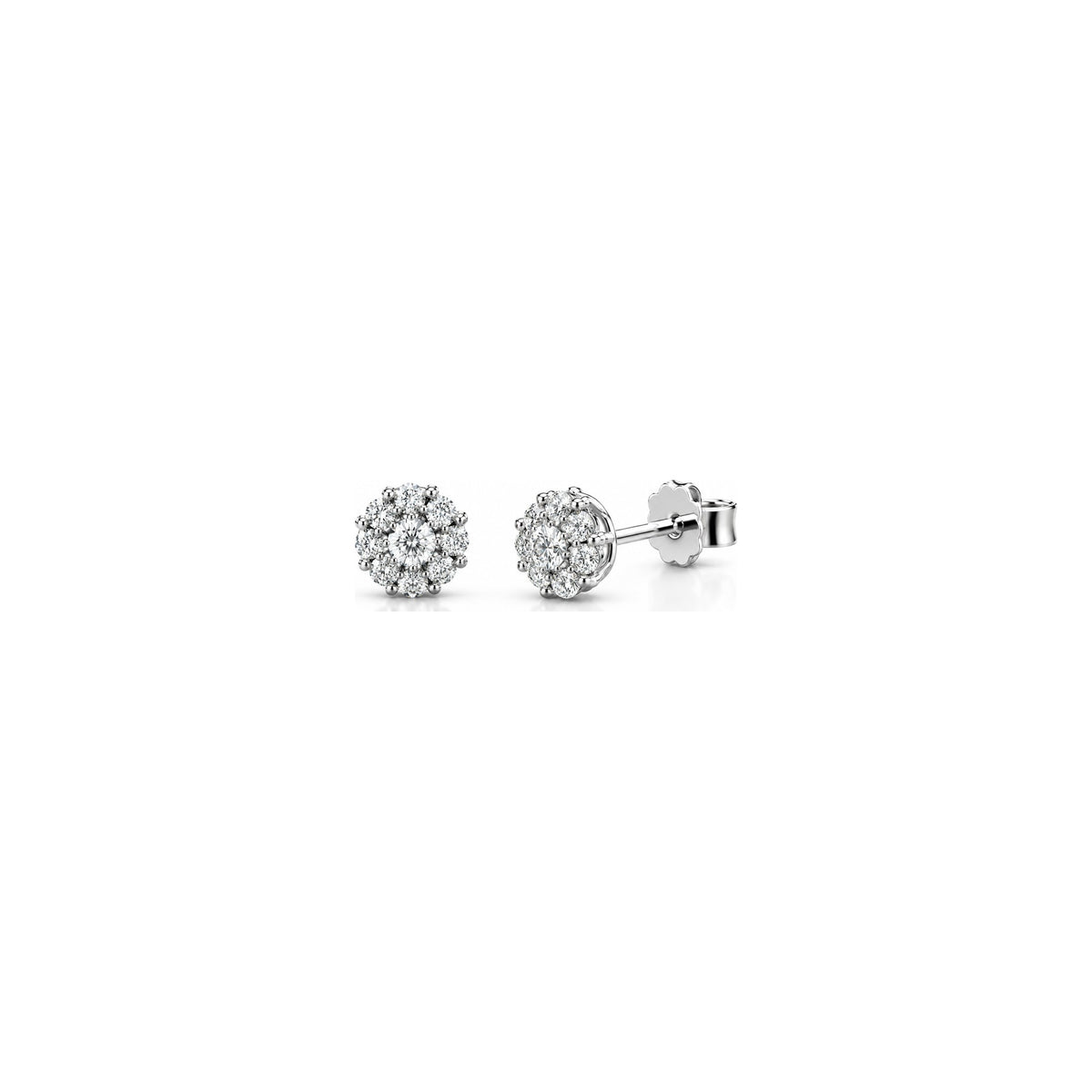 Orecchini Fiore Halo con Diamanti Naturali in Oro 18kt