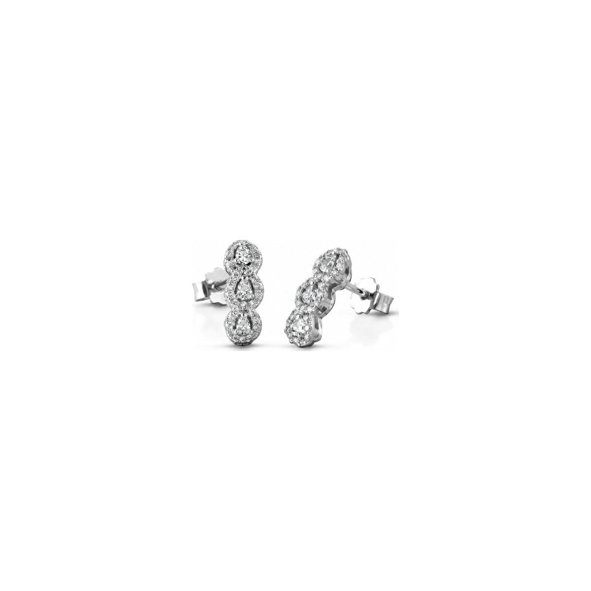 Orecchini Tre Gocce Halo con Diamanti Naturali in Oro 18kt