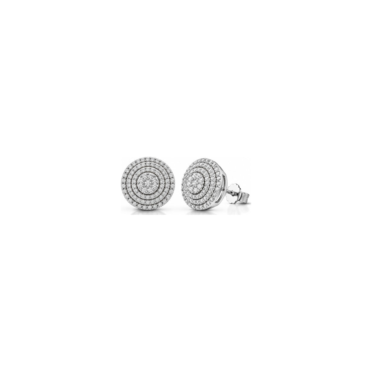 Orecchini Triplo Halo Tondo con Diamanti Naturali in Oro 18kt