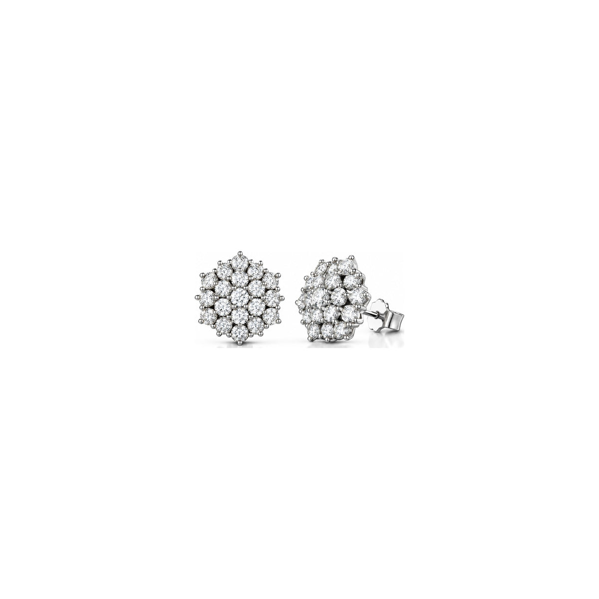 Orecchini Fiore Pieno Pavé con Diamanti Naturali in Oro 18kt