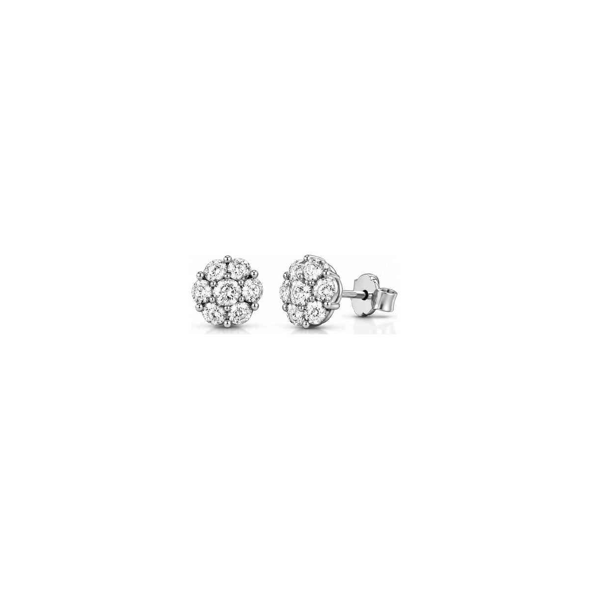 Orecchini Fiore Sette Pietre con Diamanti Naturali in Oro 18kt