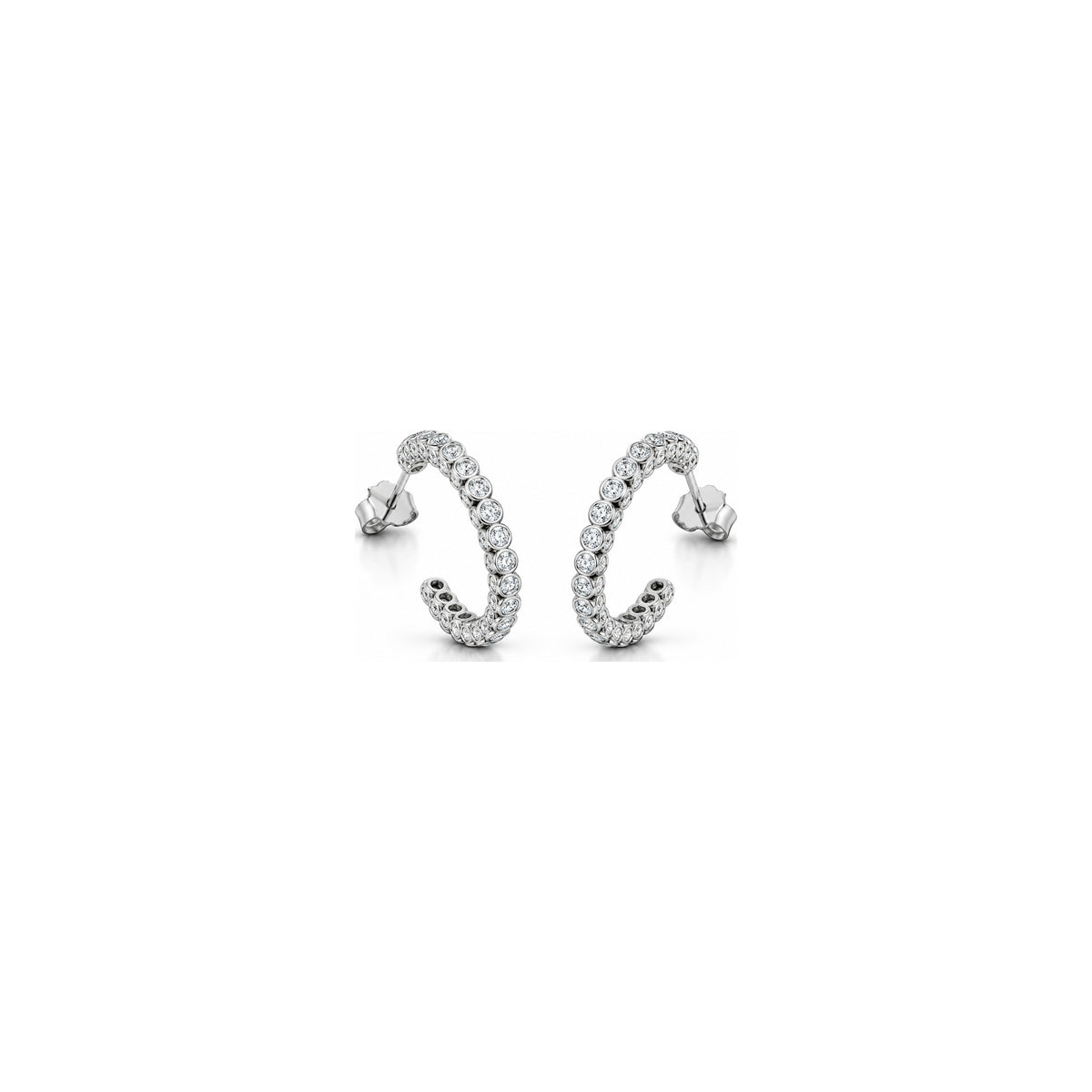 Orecchini Mezzo Cerchio Riviera con Diamanti Naturali in Oro 18kt