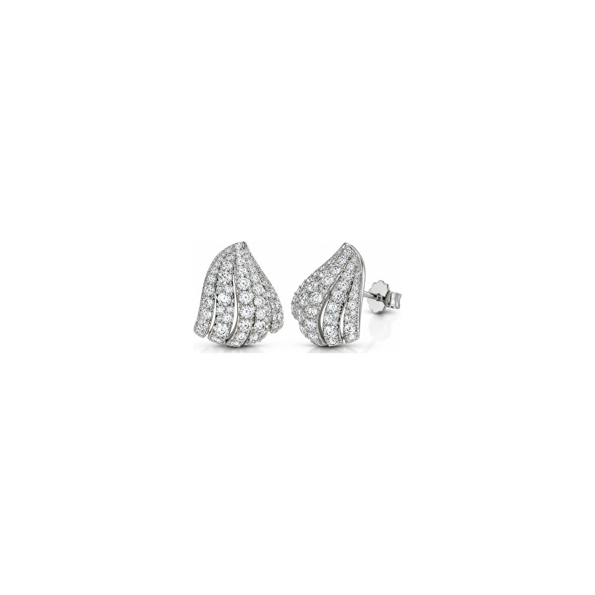 Orecchini Conchiglia Pavé con Diamanti Naturali in Oro 18kt