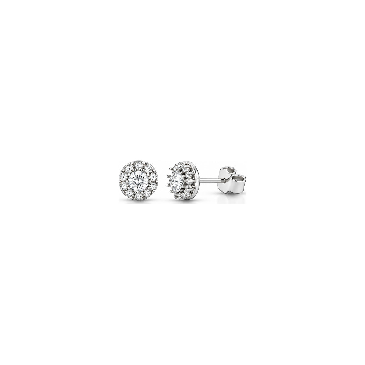 Orecchini Halo Corona con Diamanti Naturali in Oro 18kt