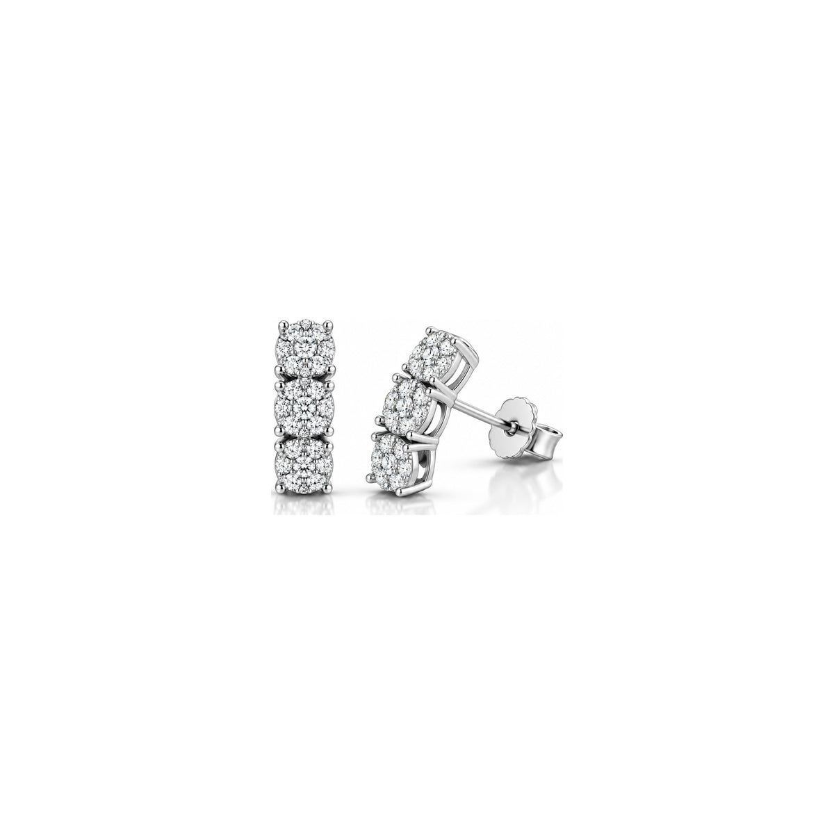 Orecchini Trilogy Verticale con Diamanti Naturali in Oro 18kt