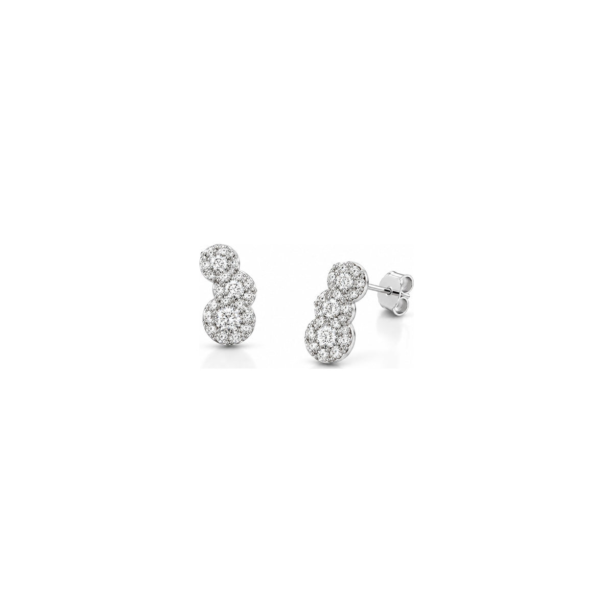 Orecchini Due Cerchi Pavé con Diamanti Naturali in Oro 18kt