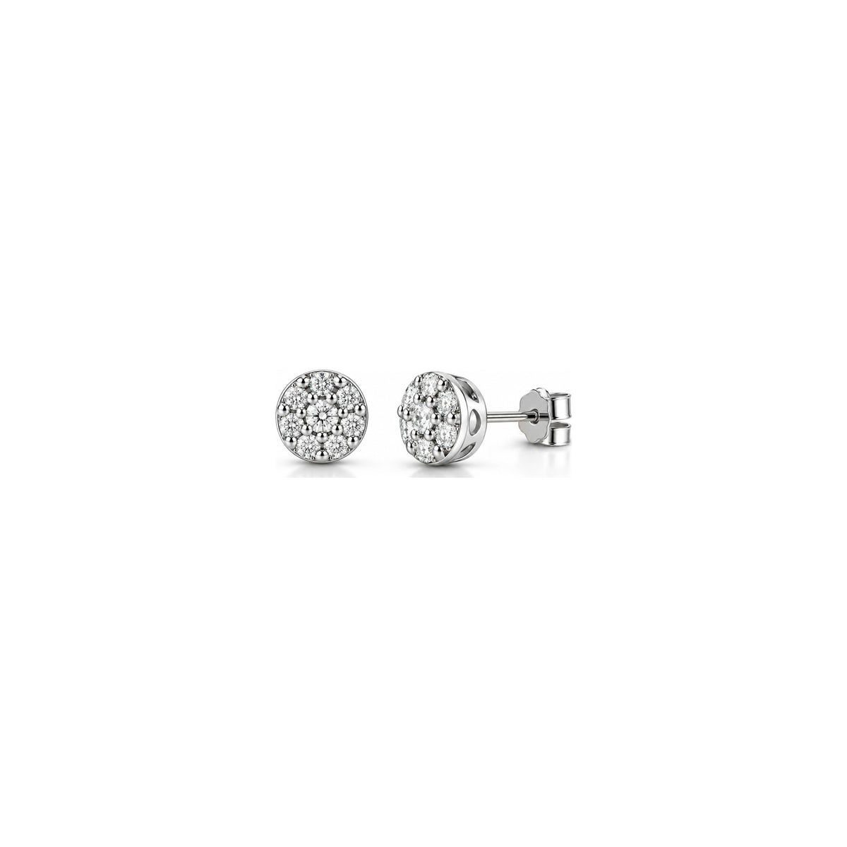 Pendientes puntos de luz de 4 garras con diamantes naturales en oro blanco de 18kt AuriA