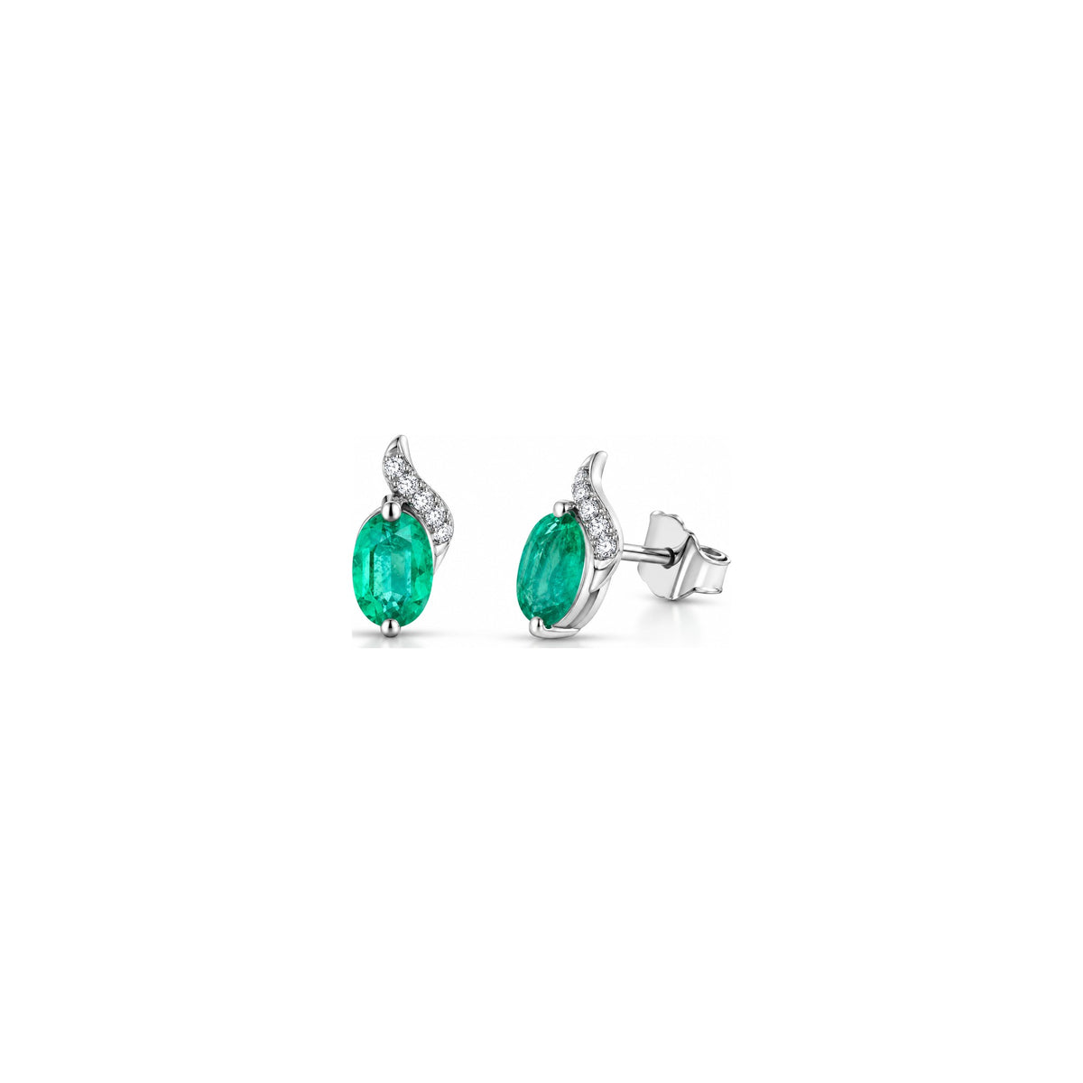 4 Season Earrings with Natural Diamonds and Emerald in 18kt White Gold AuriA