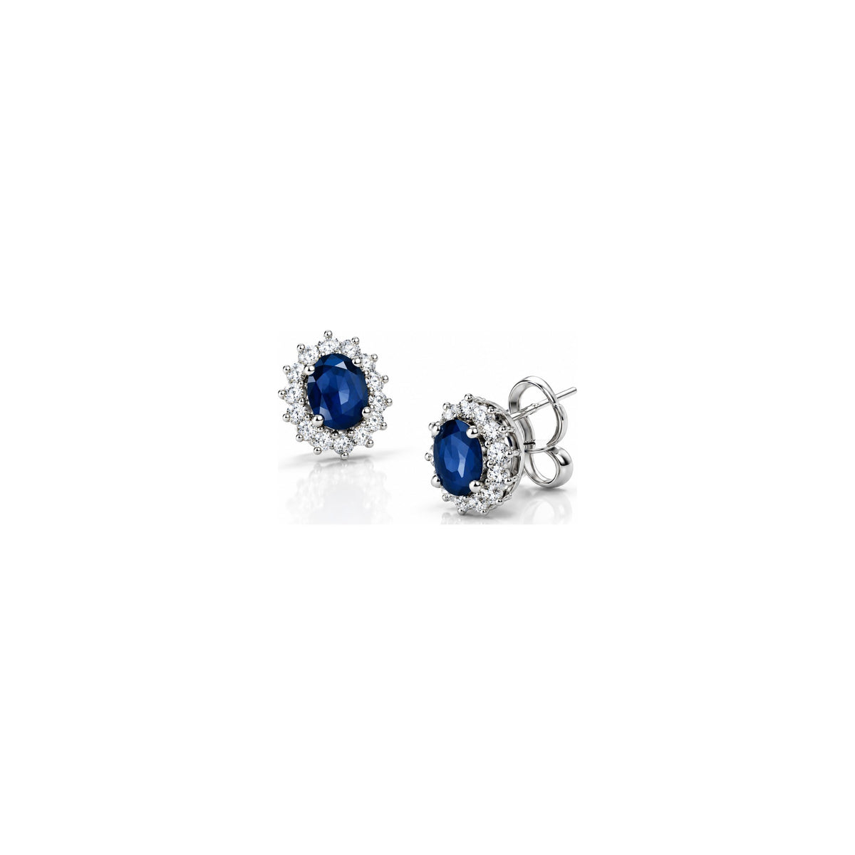 Orecchini con Diamanti Naturali e Zaffiro in Oro Bianco 18kt