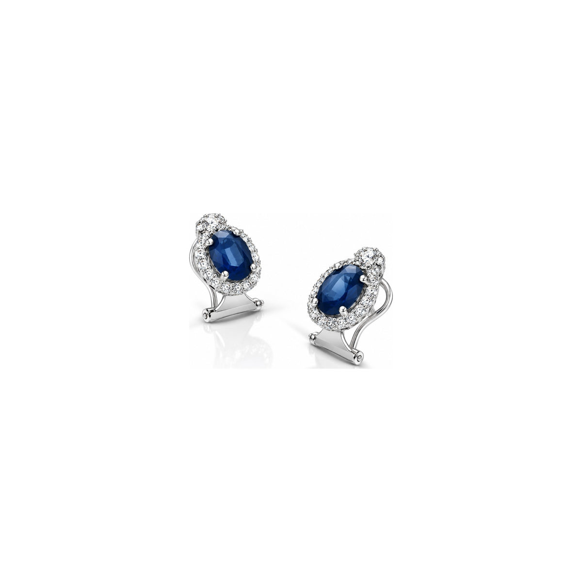 Orecchini con Diamanti Naturali e Zaffiro in Oro Bianco 18kt