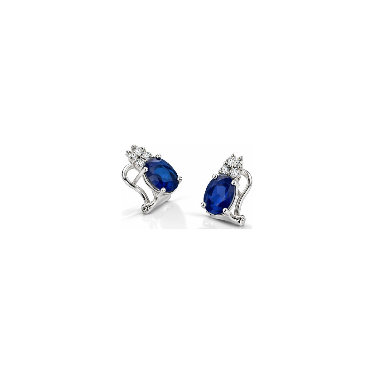 Orecchini con Diamanti Naturali e Zaffiro in Oro Bianco 18kt