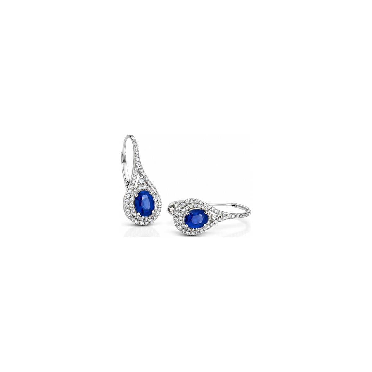 Orecchini Kate con Diamanti Naturali e Zaffiro in Oro Bianco 18kt