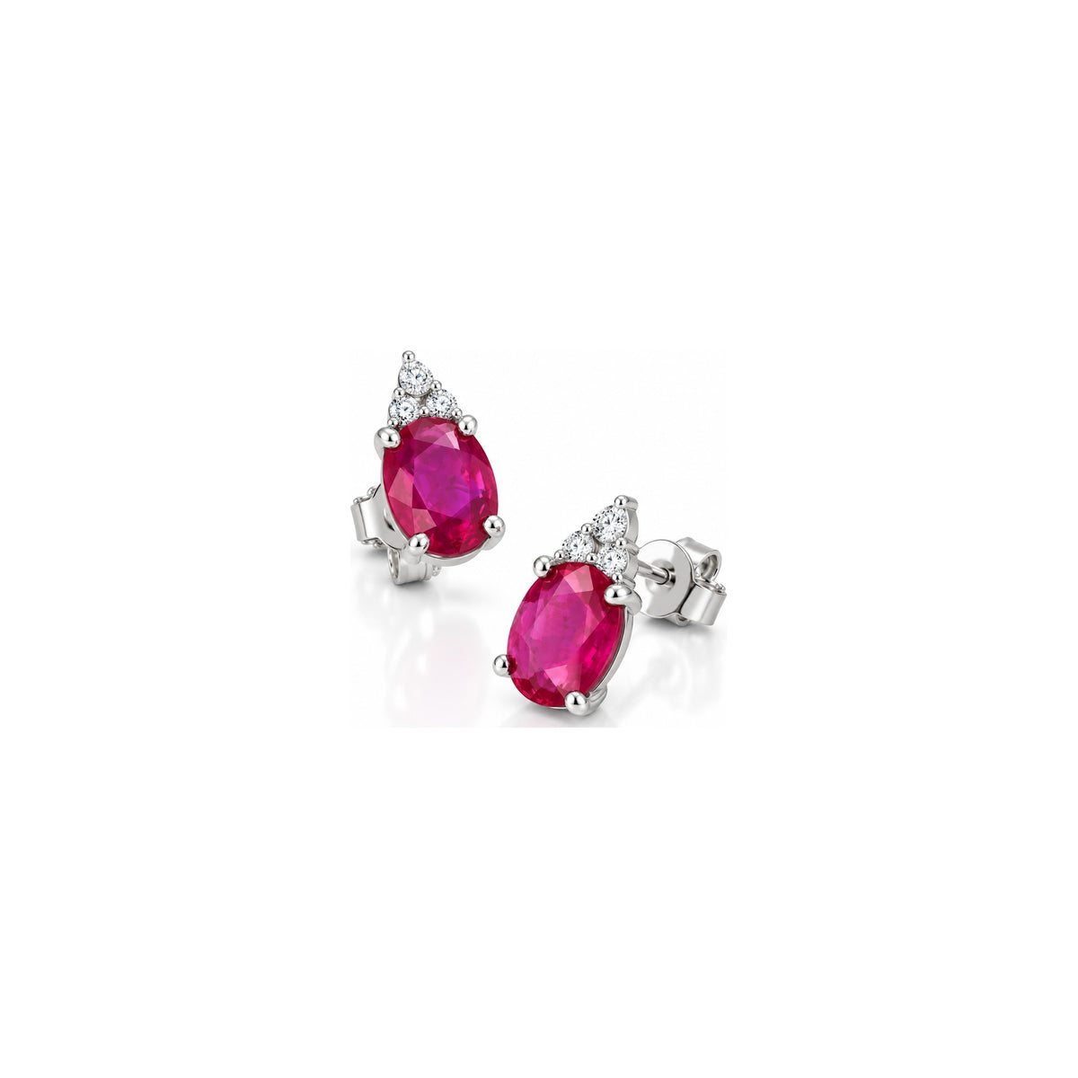 Orecchini Kate con Diamanti Naturali e Rubino in Oro Bianco 18kt