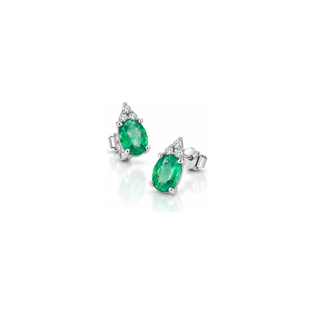 Orecchini Kate con Diamanti Naturali e Smeraldo in Oro Bianco 18kt