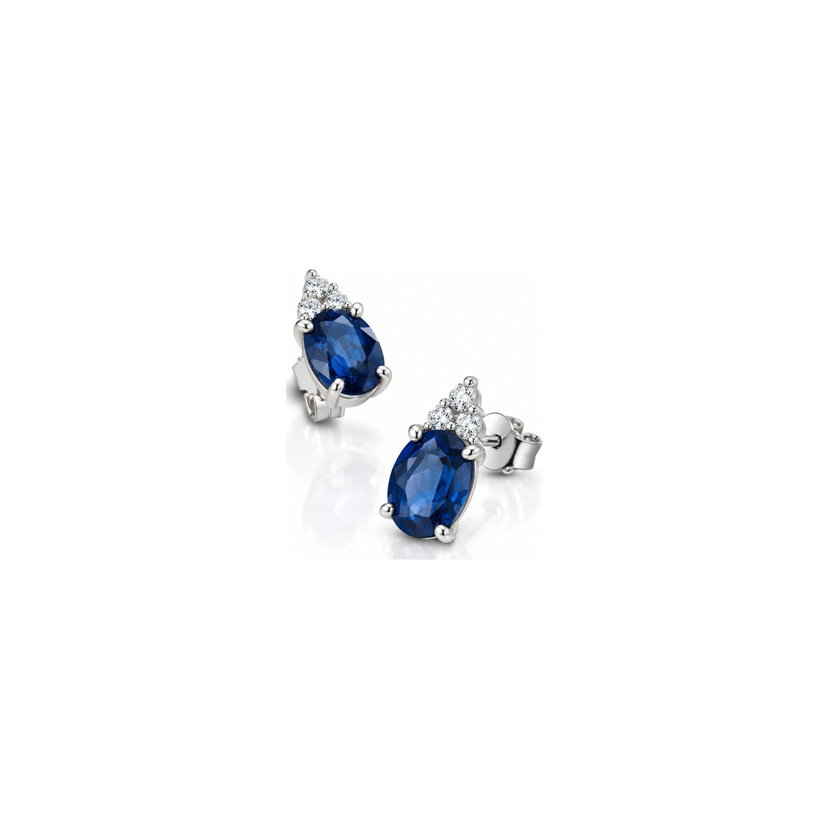 Orecchini Kate con Diamanti Naturali e Zaffiro in Oro Bianco 18kt