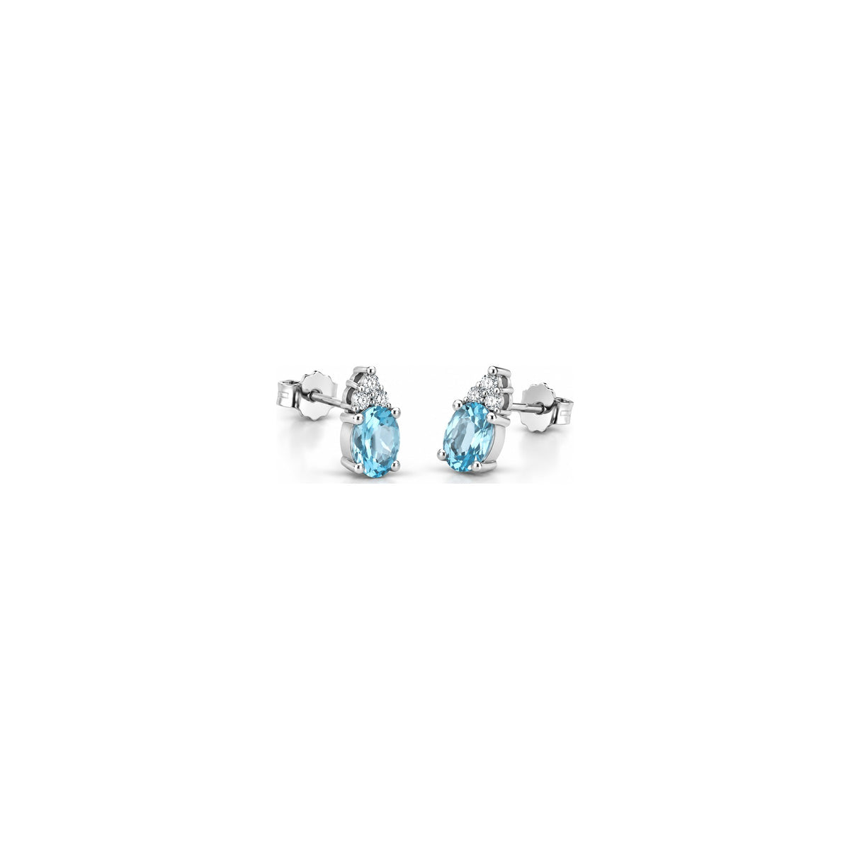Orecchini Kate con Diamanti Naturali e Acquamarina in Oro Bianco 18kt