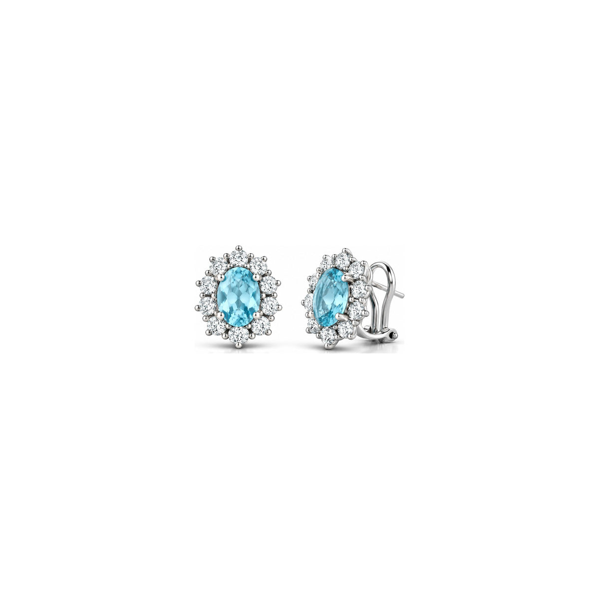 Orecchini Kate con Diamanti Naturali e Acquamarina in Oro Bianco 18kt