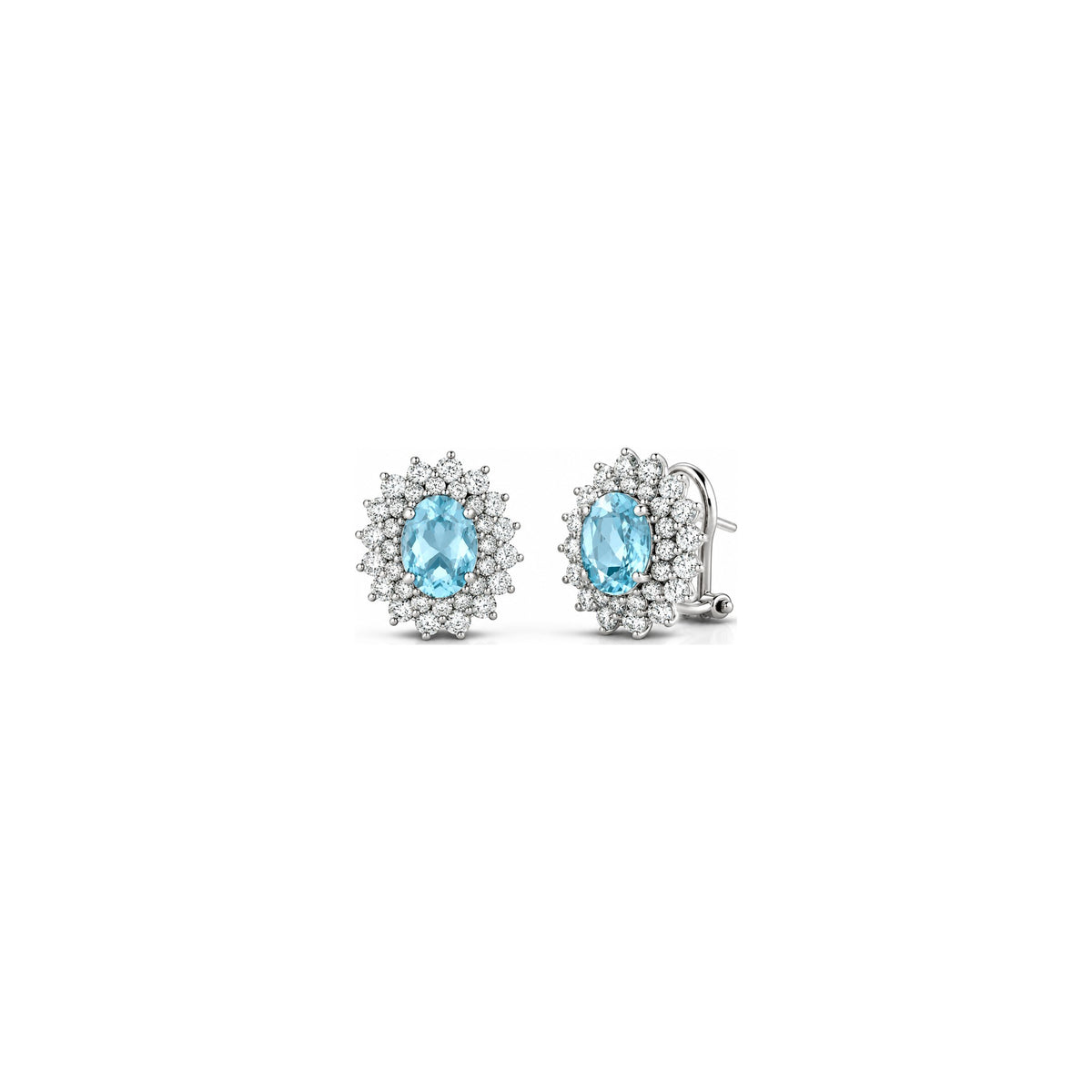 Orecchini Kate con Diamanti Naturali e Acquamarina in Oro Bianco 18kt