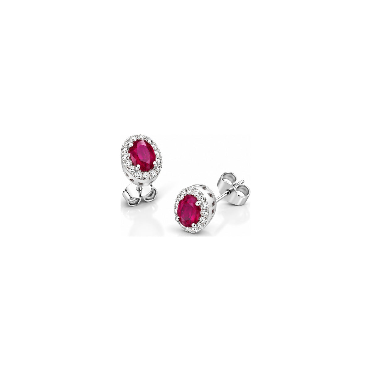 Orecchini Trilogy con Diamanti Naturali e Rubino in Oro Bianco 18kt