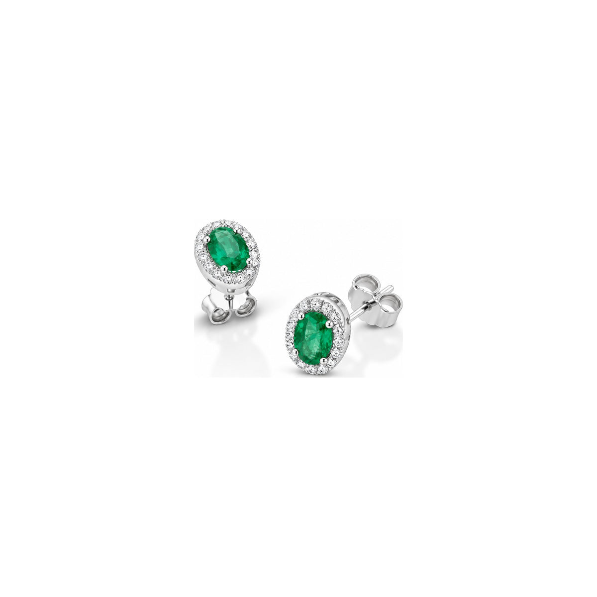 Orecchini Trilogy con Diamanti Naturali e Smeraldo in Oro Bianco 18kt