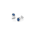 Orecchini Trilogy con Diamanti Naturali e Zaffiro in Oro Bianco 18kt