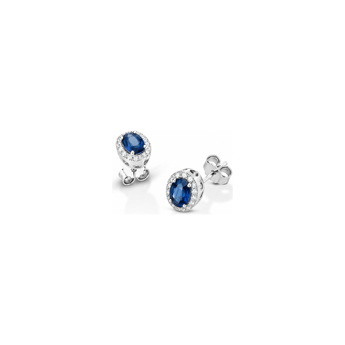 Orecchini Trilogy con Diamanti Naturali e Zaffiro in Oro Bianco 18kt