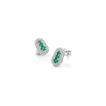Orecchini Fiore con Diamanti Naturali e Smeraldo in Oro Bianco 18kt
