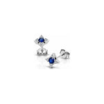 Orecchini Stella con Diamanti Naturali e Zaffiro in Oro Bianco 18kt