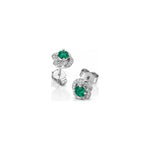 Orecchini Rosetta con Diamanti Naturali e Smeraldo in Oro Bianco 18kt