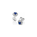 Orecchini Rosetta con Diamanti Naturali e Zaffiro in Oro Bianco 18kt