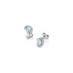 Orecchini Halo Ovale con Diamanti Naturali e Acquamarina in Oro Bianco 18kt