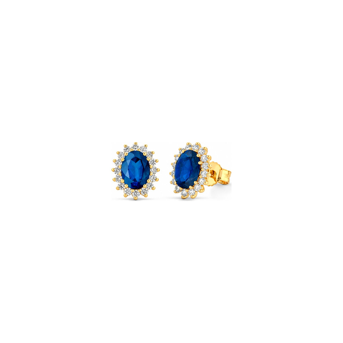 Orecchini con Diamanti Naturali e Zaffiro in Oro Giallo 18kt