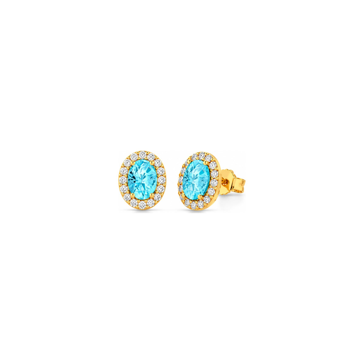 Orecchini con Diamanti Naturali e Acquamarina in Oro Giallo 18kt