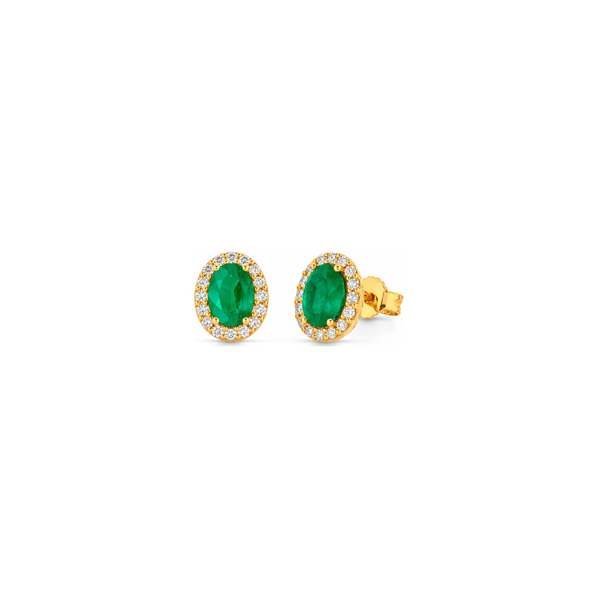 Orecchini con Diamanti Naturali e Smeraldo in Oro Giallo 18kt
