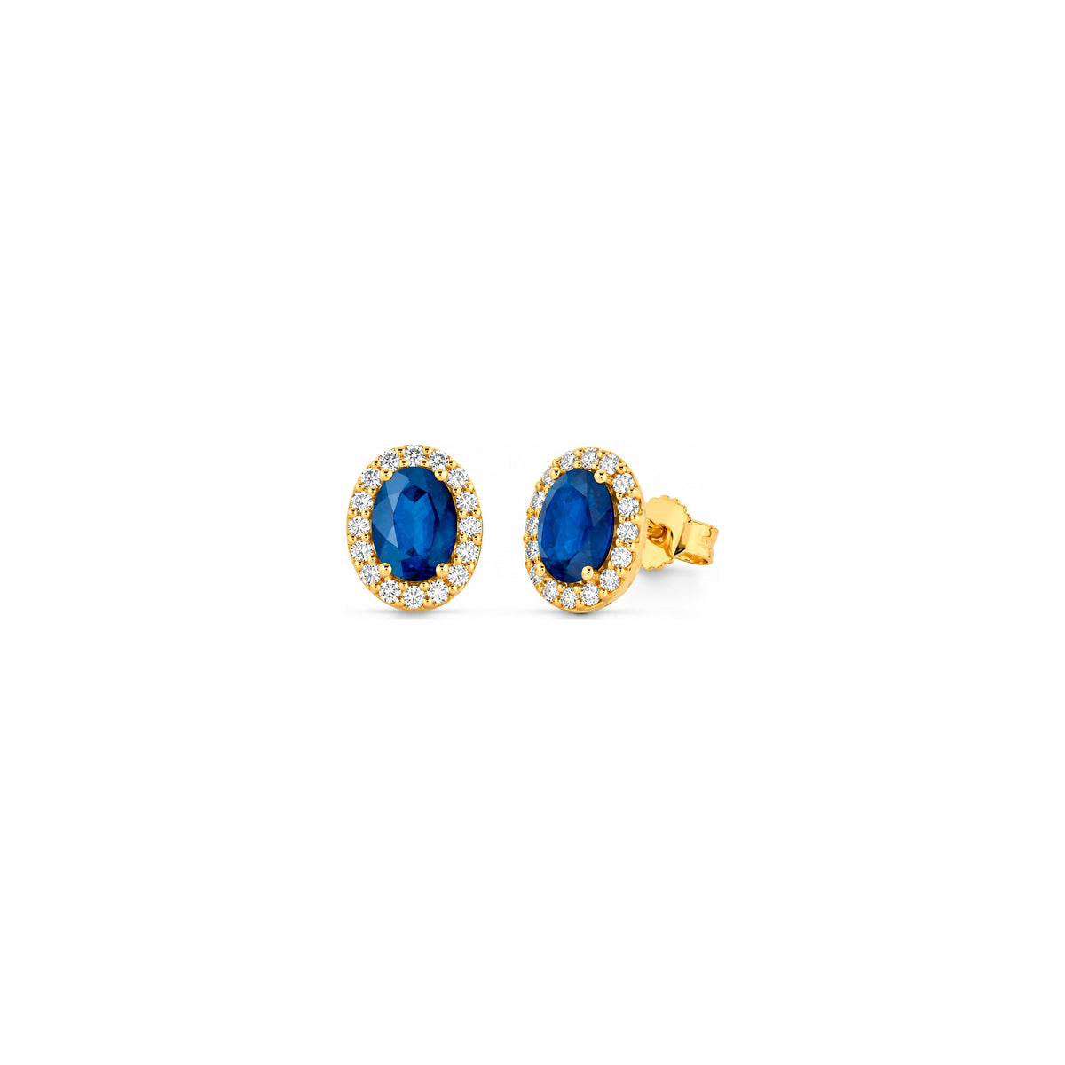Orecchini con Diamanti Naturali e Zaffiro in Oro Giallo 18kt