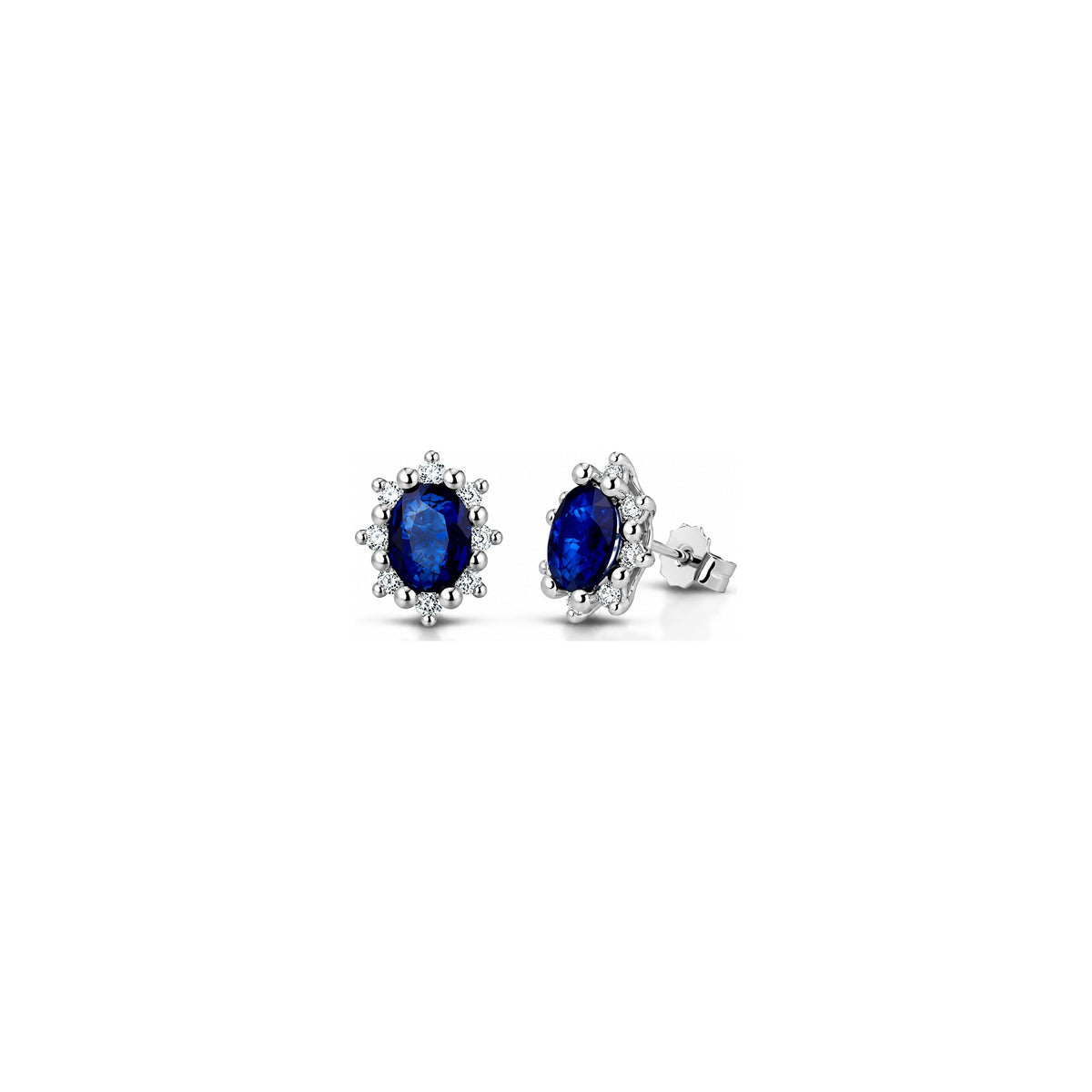 Orecchini con Diamanti Naturali e Zaffiro in Oro Bianco 18kt