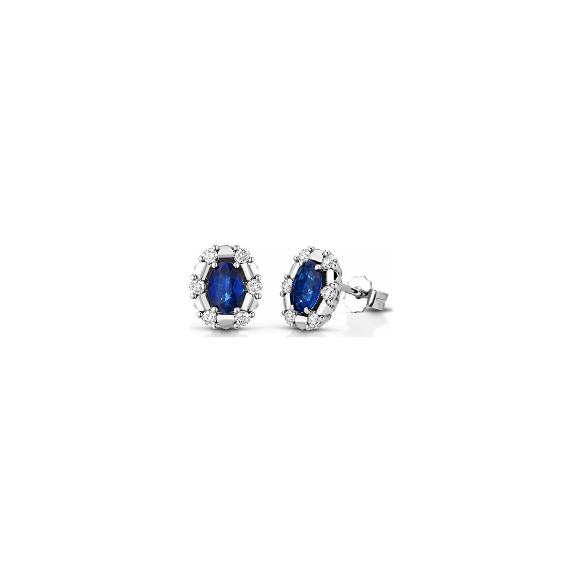 Orecchini con Diamanti Naturali e Zaffiro in Oro Bianco 18kt