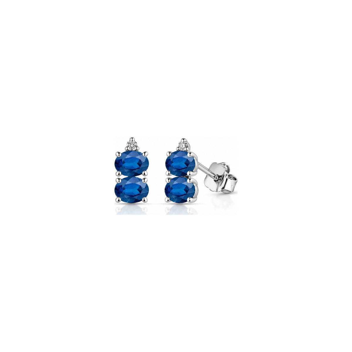 Orecchini con Diamanti Naturali e Zaffiro in Oro Bianco 18kt