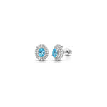 Orecchini Ovale con Diamanti Naturali e Acquamarina in Oro Bianco 18kt