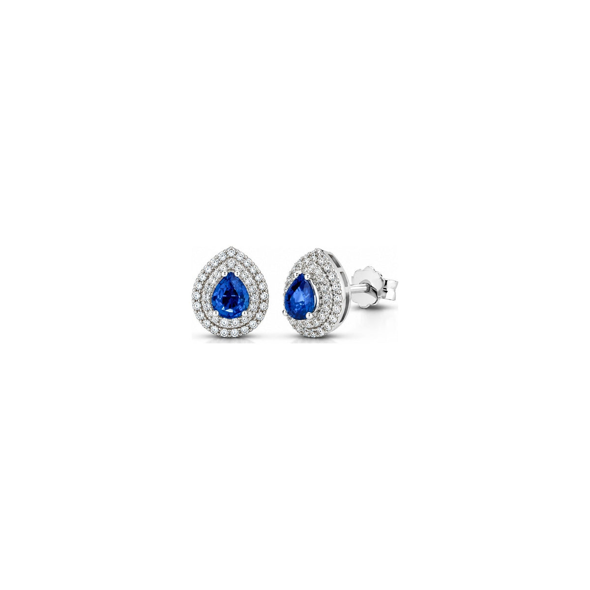 Orecchini Goccia con Diamanti Naturali e Zaffiro in Oro Bianco 18kt